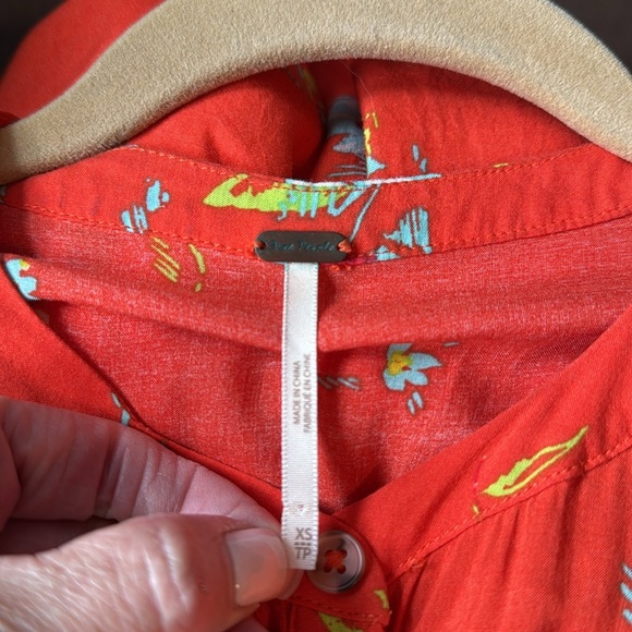 Free People "Greatest Day" Smocked Button-Down Floral Mini Dress Womens XS Boho - Picture 12 of 13